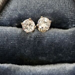 925 Silver CZ Stud Earrings (Vintage)